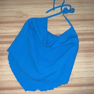 Blue cowl neck halter top, M, never worn